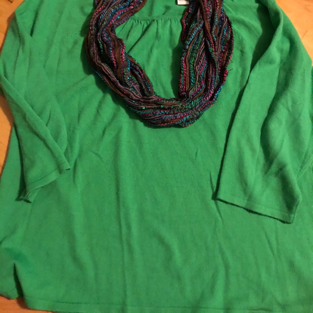 Vibrant Green Light Sweater with Scarf